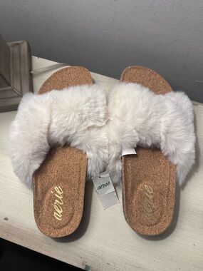 Aerie Faux Fur Slide Sandals